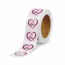 50.8mm Ø Made with Love - Pastel Pink Round Label
