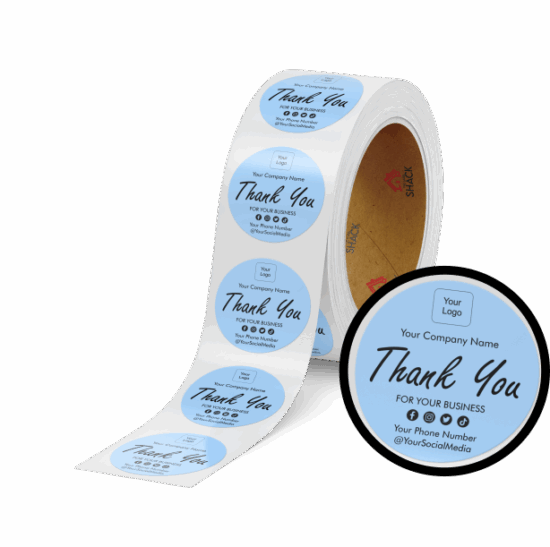 69mm Ø Thank You for Your Business - Pastel Blue Round Label - Image 2