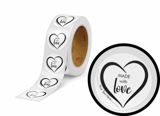 50.8mm Ø Made with Love - White Round Label - Image 2