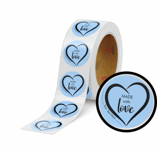 50.8mm Ø Made with Love - Pastel Blue Round Label - Image 2