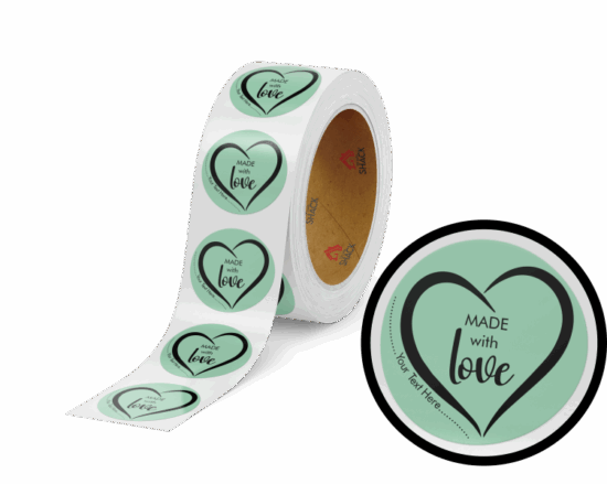 50.8mm Ø Made with Love - Pastel Green Round Label - Image 2