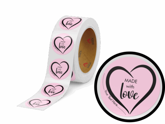 50.8mm Ø Made with Love - Pastel Pink Round Label - Image 2