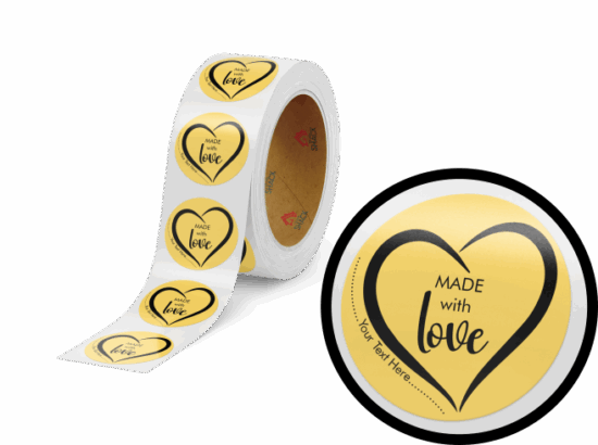 50.8mm Ø Made with Love - Pastel Yellow Round Label - Image 2