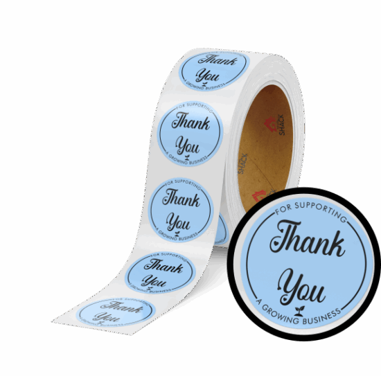 50.8mm Ø Thank You for Supporting a Growing Business - Pastel Blue Round Label - Image 2