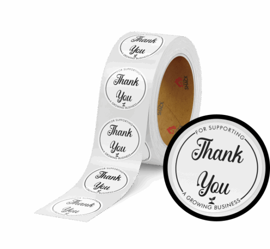 50.8mm Ø Thank You for Supporting a Growing Business - White Round Label - Image 2