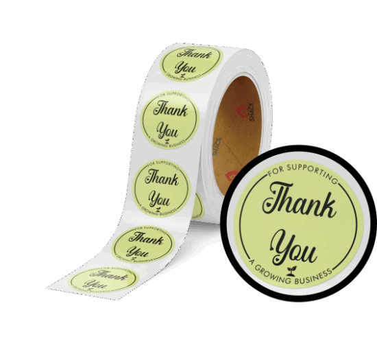 50.8mm Ø Thank You for Supporting a Growing Business - Pastel Yellow Round Label - Image 2
