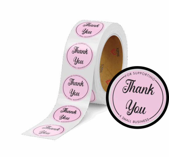 50.8mm Ø Thank You for Supporting a Small Business - Pastel Pink Round Label - Image 2