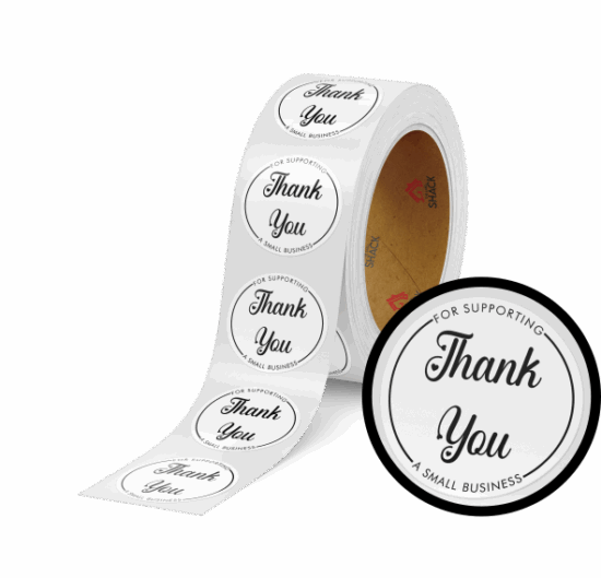 50.8mm Ø Thank You for Supporting a Small Business - White Round Label - Image 2