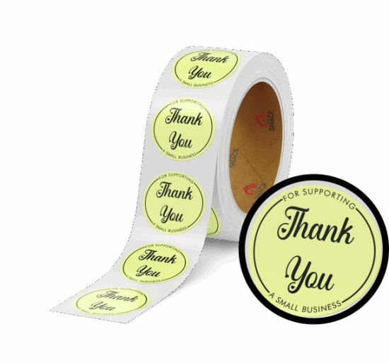 69mm Ø Thank You for Supporting a Small Business - Pastel Yellow Round Label - Image 2