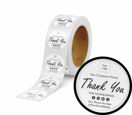 50.8mm Ø Thank You for Your Business - White Round Label - Image 2