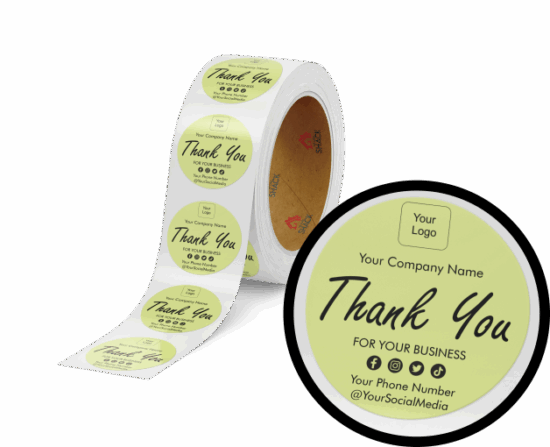 50.8mm Ø  Thank You for Your Business - Pastel Yellow Round Label - Image 2