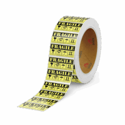 FRAGILE Pastel Yellow Rectangle Label 31.75 x 57.15mm